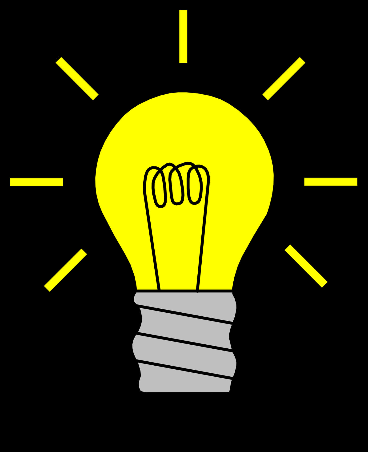 Illuminated Yellow Lightbulb Graphic PNG