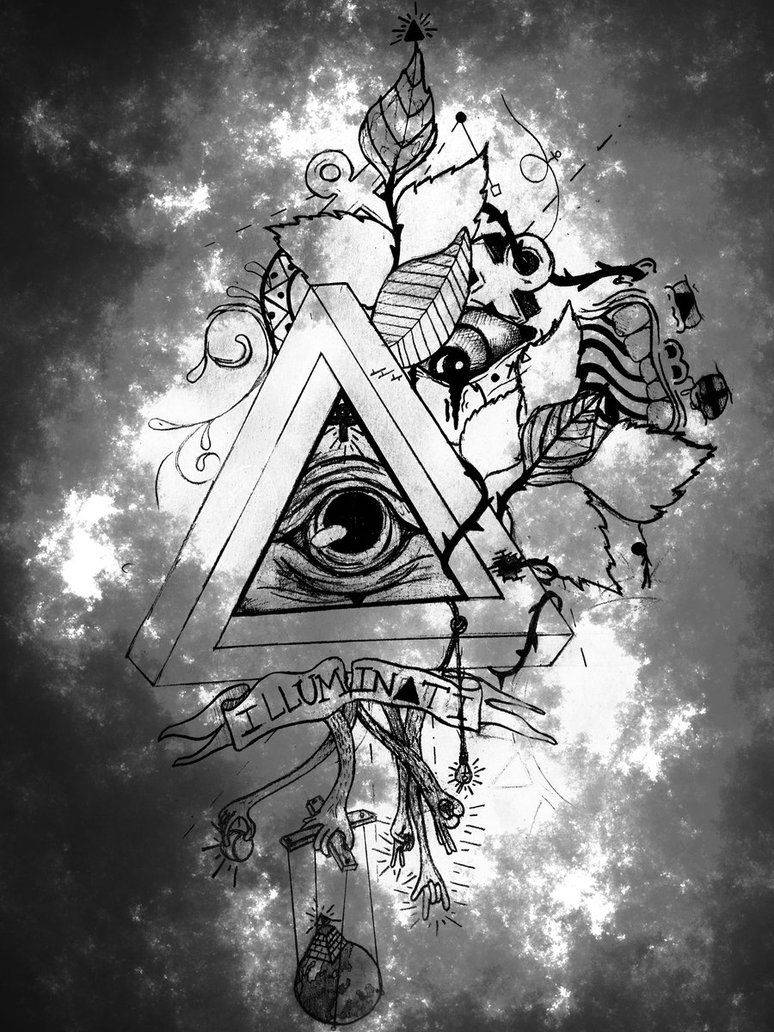 Illuminati Black And White Triangle Wallpaper