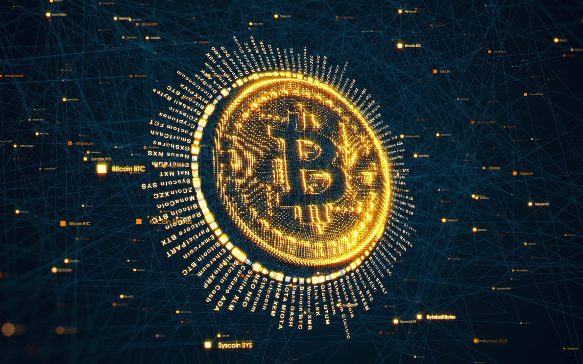 Illuminating Digital Crypto Bitcoin Logo Background