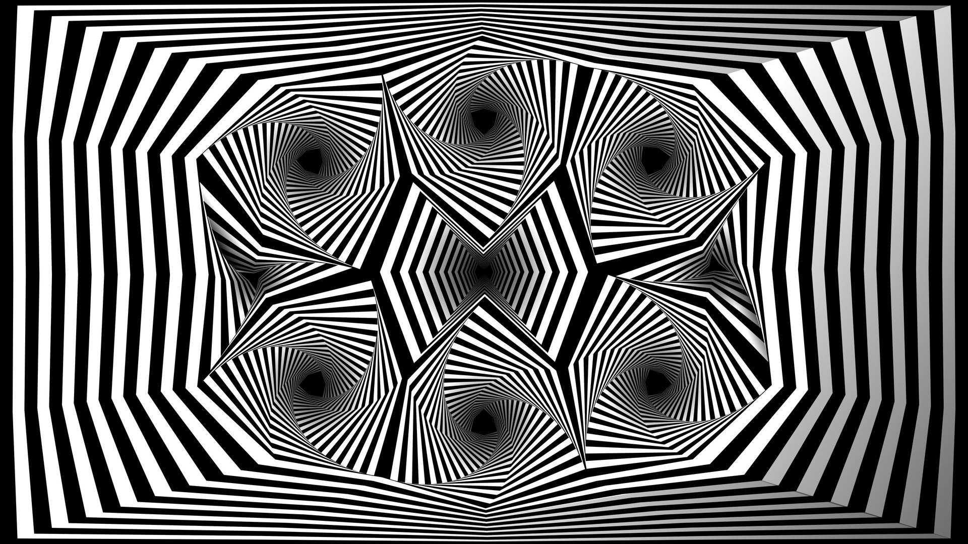 Illusion Black And White Lines Wallpaper