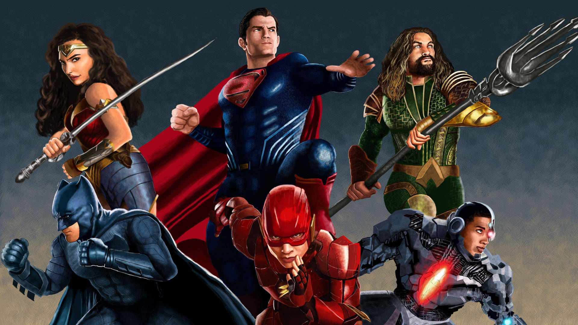 Illustrated Art Justice League Cast