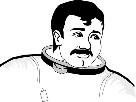 Illustrated Astronaut Portrait PNG