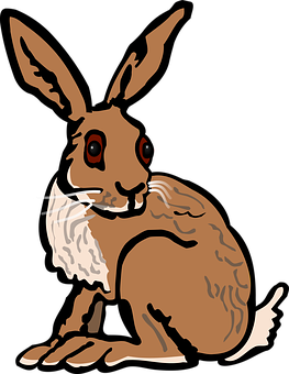 Illustrated Brown Rabbit Graphic PNG