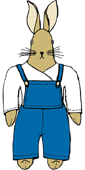 Illustrated Bunnyin Overalls PNG