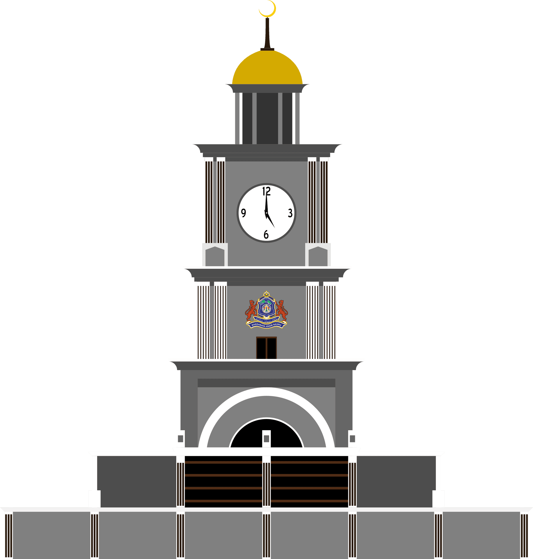 Illustrated Clock Tower Graphic PNG