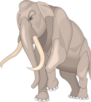 Illustrated Gray Elephant Graphic PNG