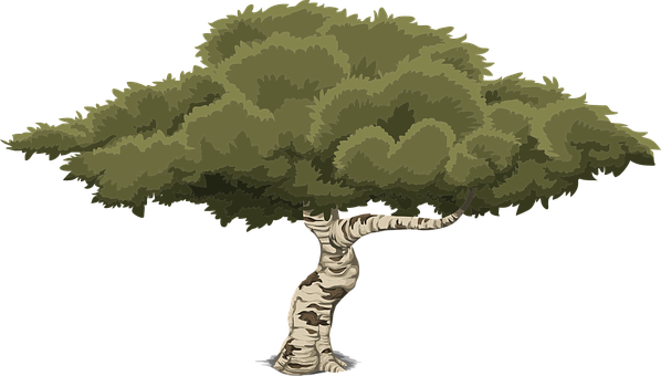 Illustrated Green Treeon Black Background PNG