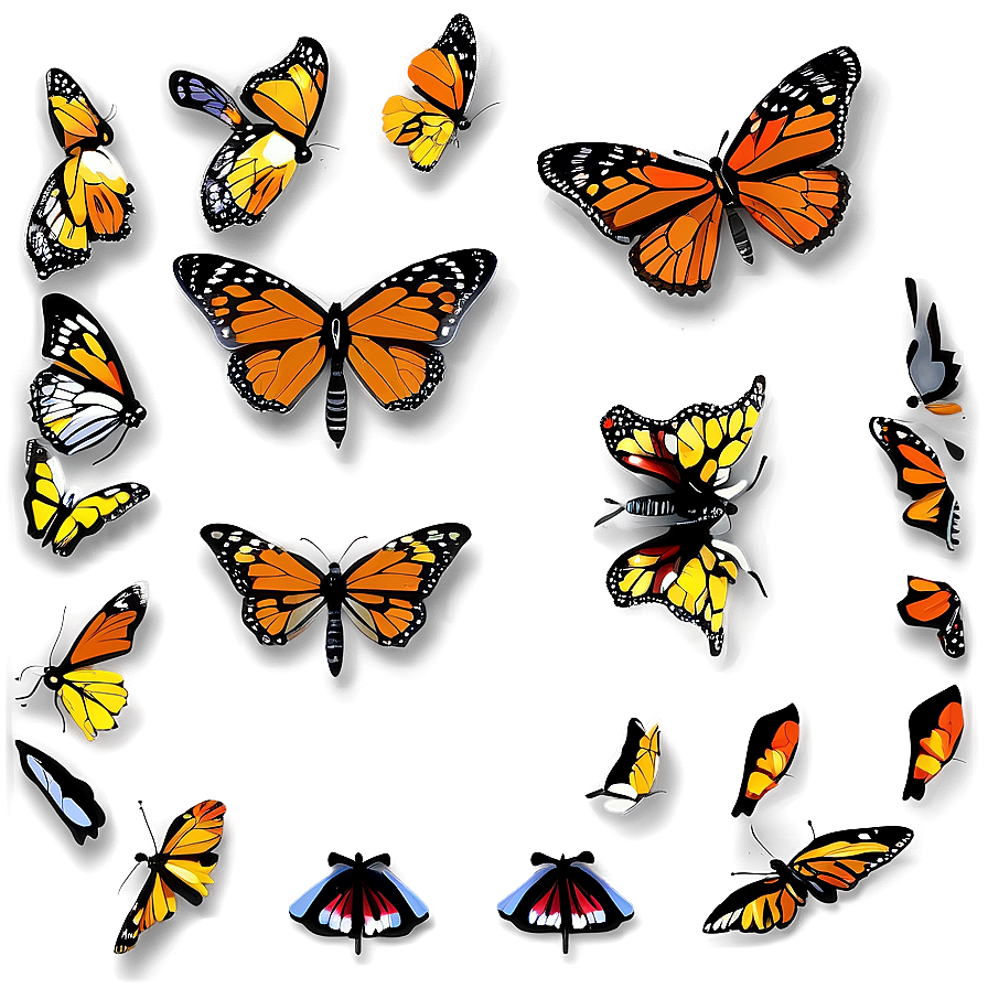 Illustrated Monarch Butterflies Png 20 PNG