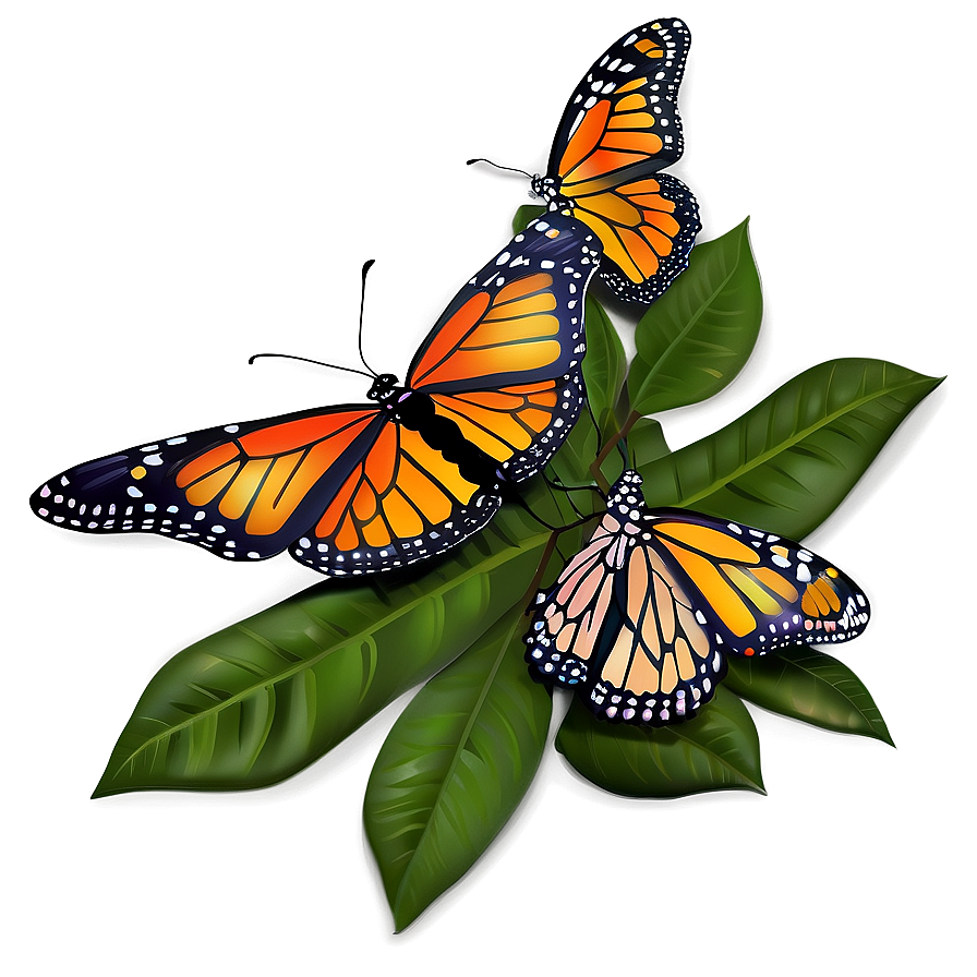 Download Illustrated Monarch Butterflies Png Srl | Wallpapers.com