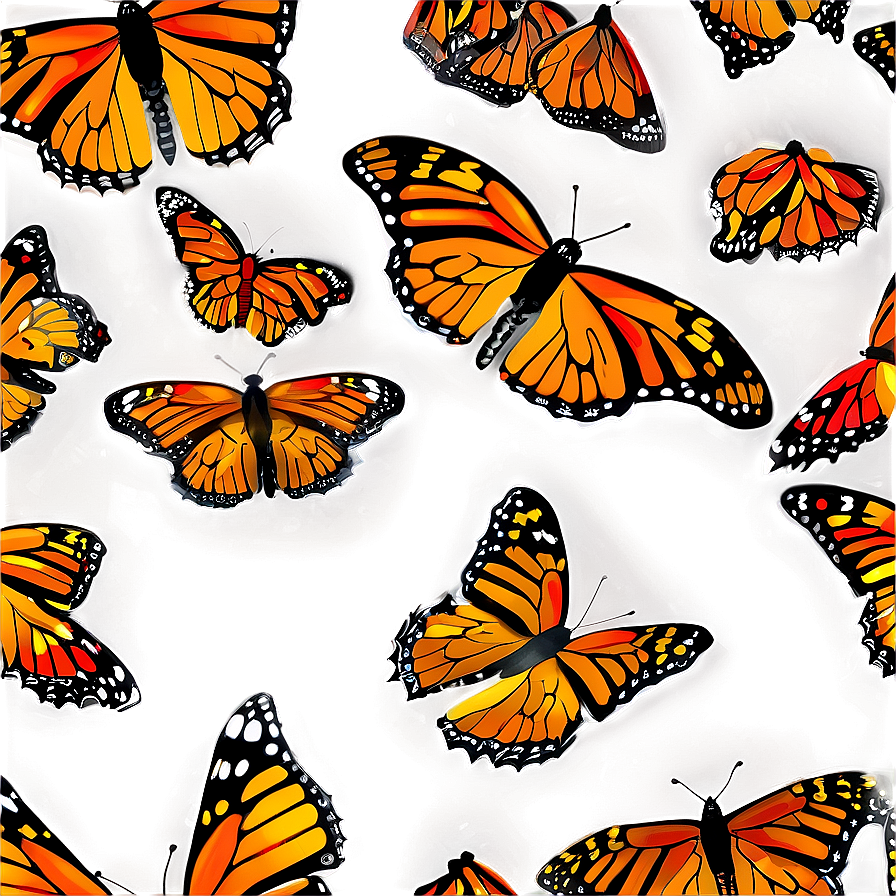 Illustrated Monarch Butterflies Png Urp51 PNG