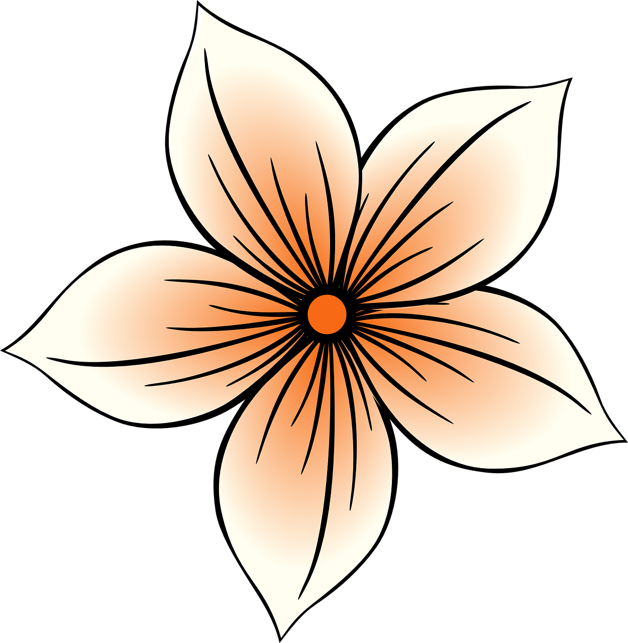 Illustrated Orange Flower Artwork PNG