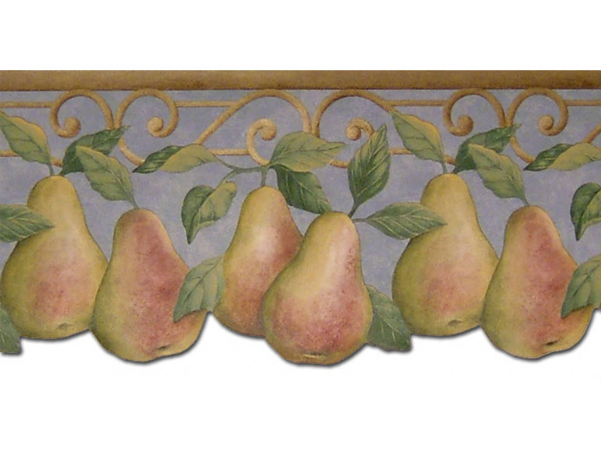 Illustrated Pear Fruits Design Wallpaper