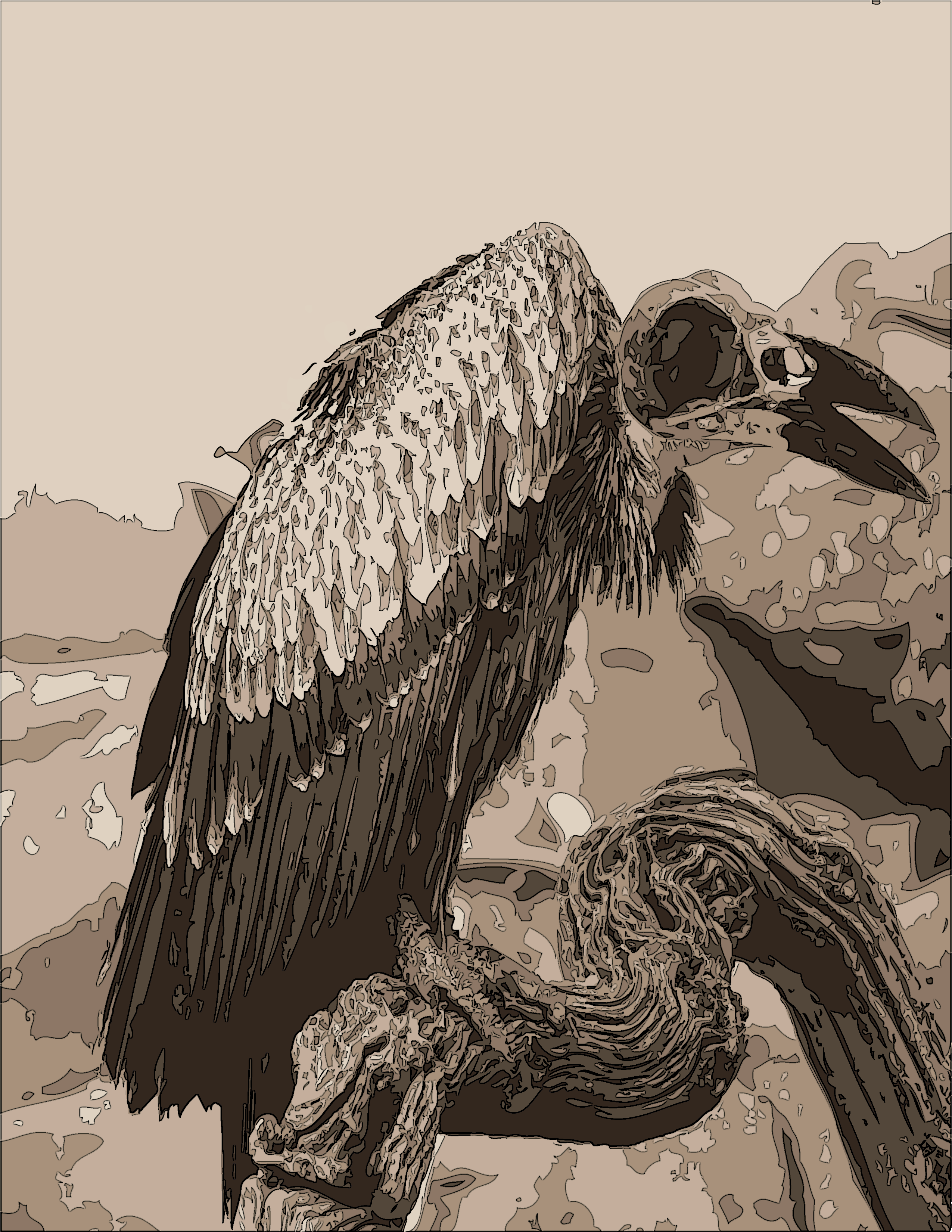 Illustrated Pelican Restingon Branch PNG