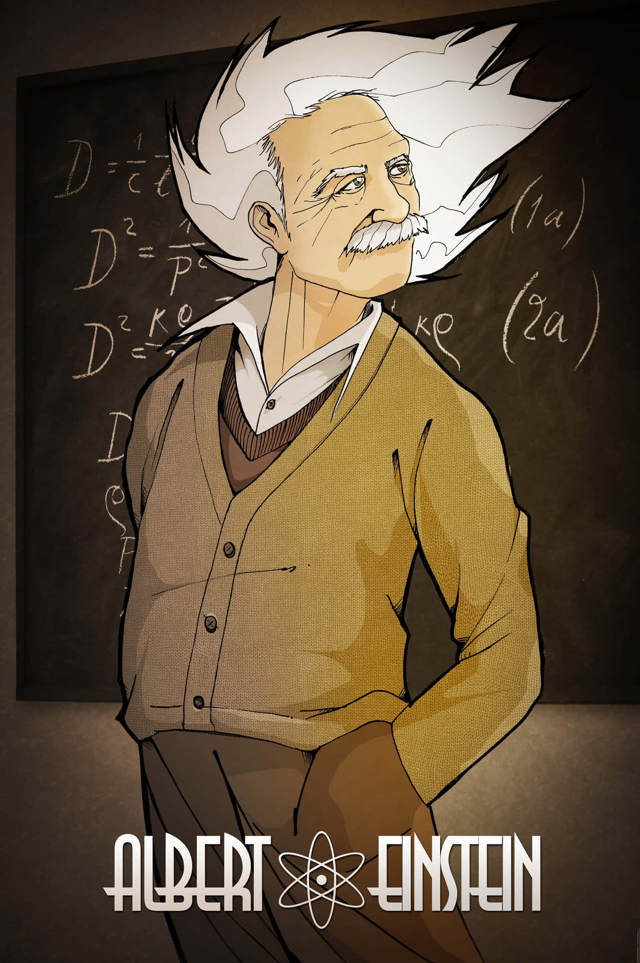 Illustrated Portraitof Albert Einstein Wallpaper