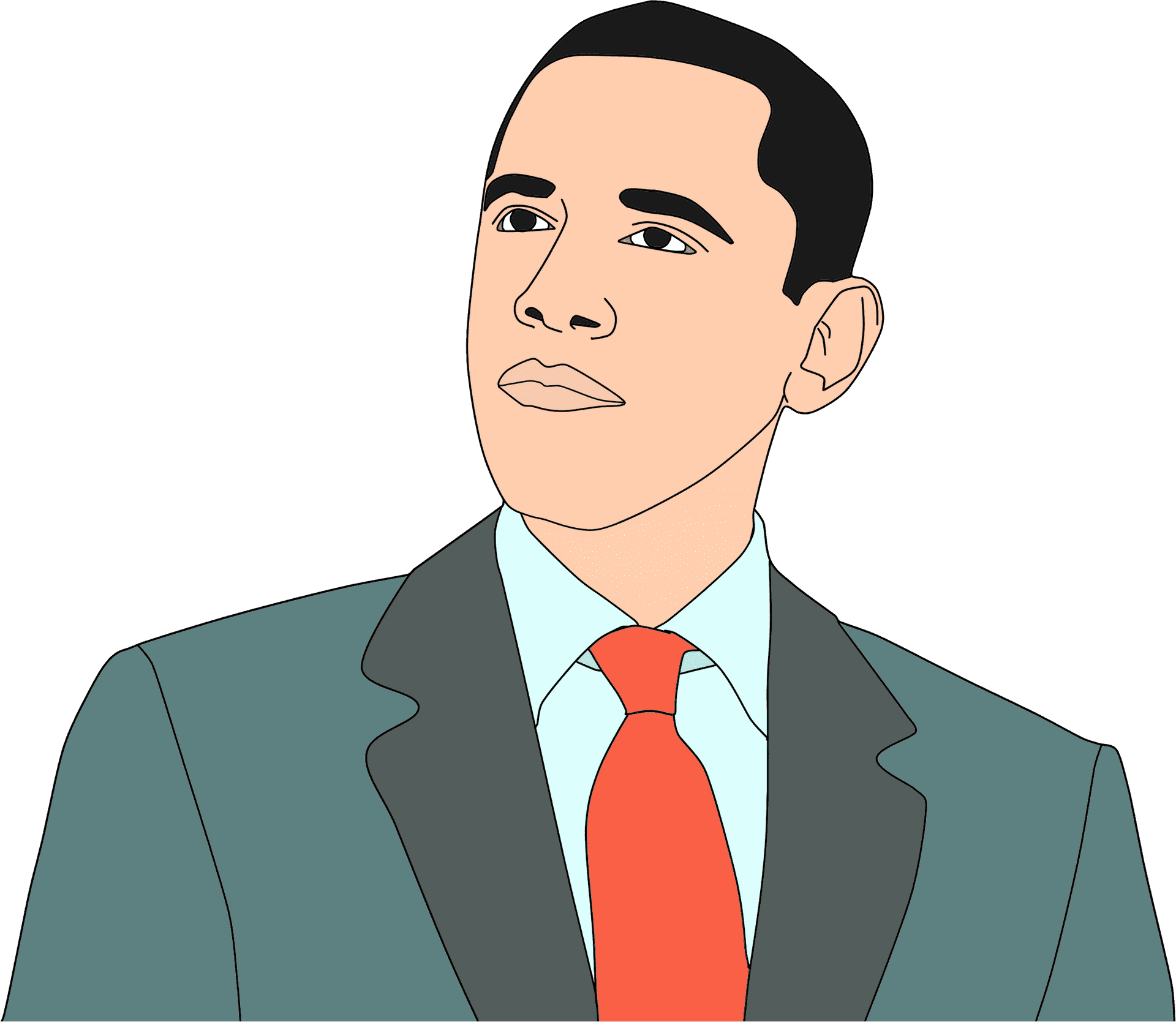 Illustrated Portraitof Manin Suit PNG