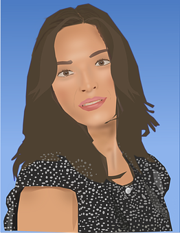 Illustrated Smiling Woman Portrait PNG