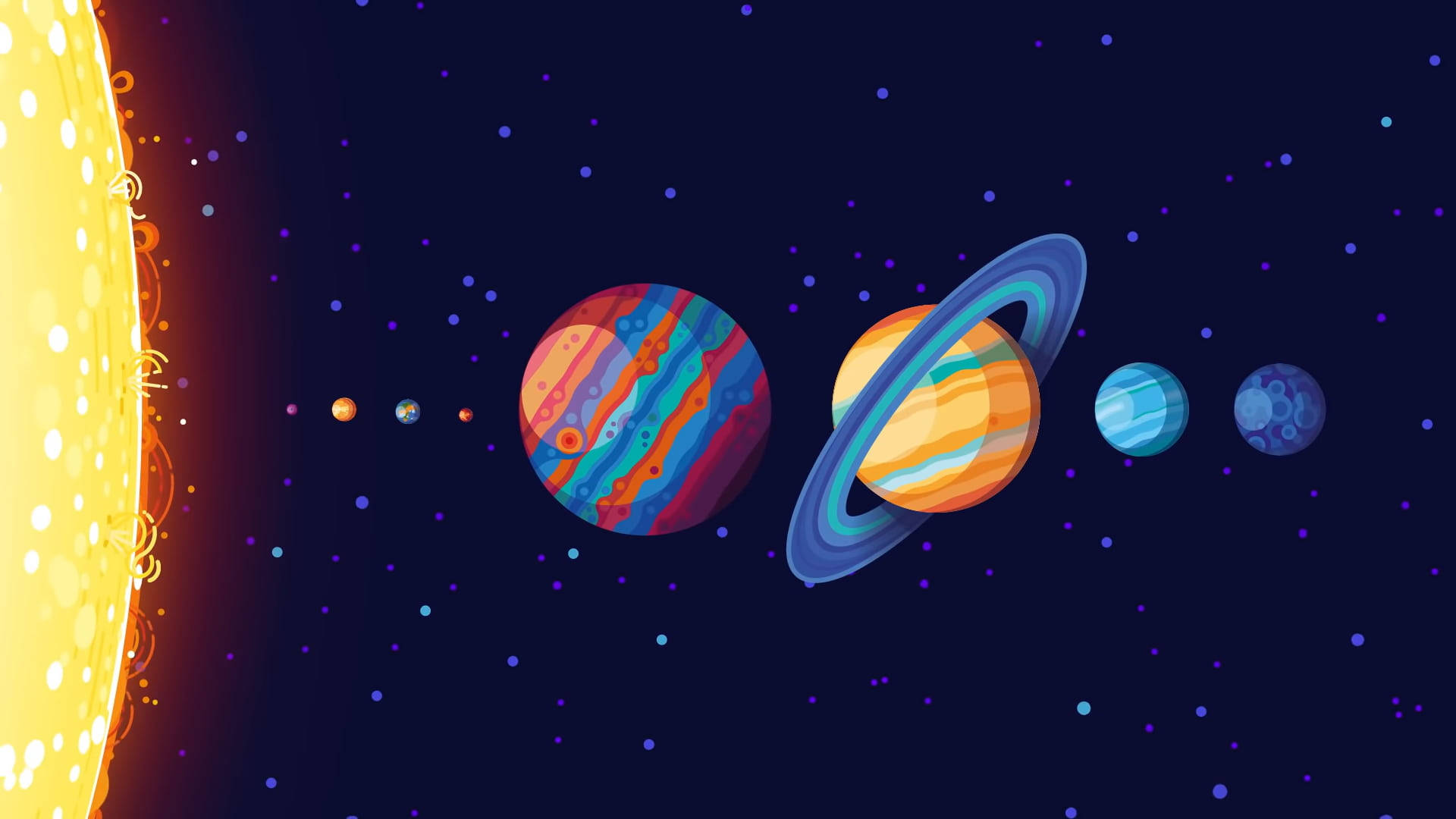 Illustrated Solar System Hd Wallpaper