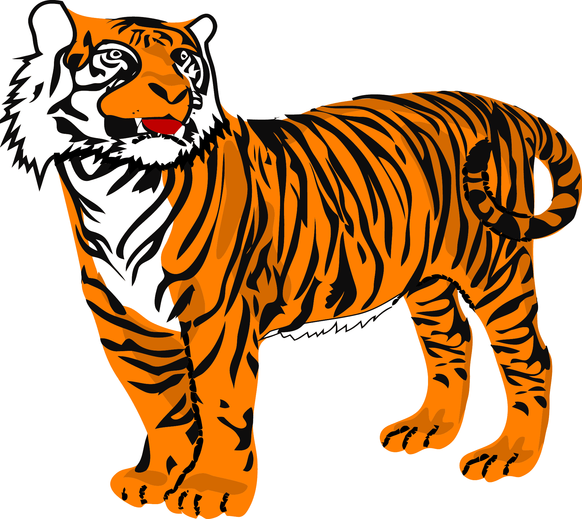 Illustrated Tiger Standing PNG