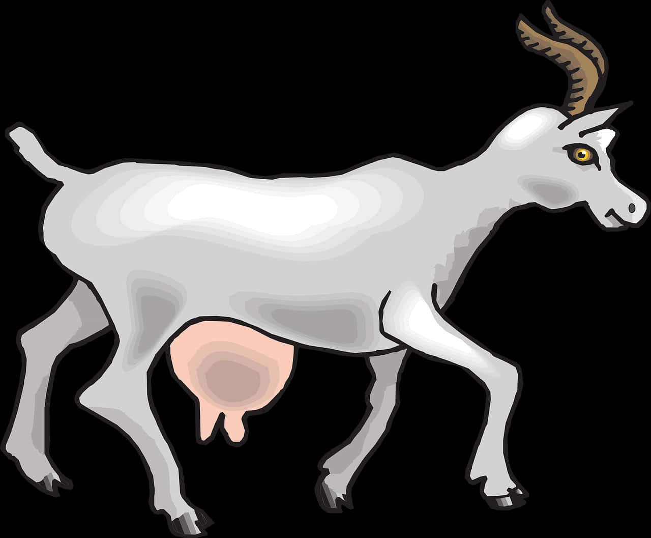 Illustrated White Goat Graphic PNG