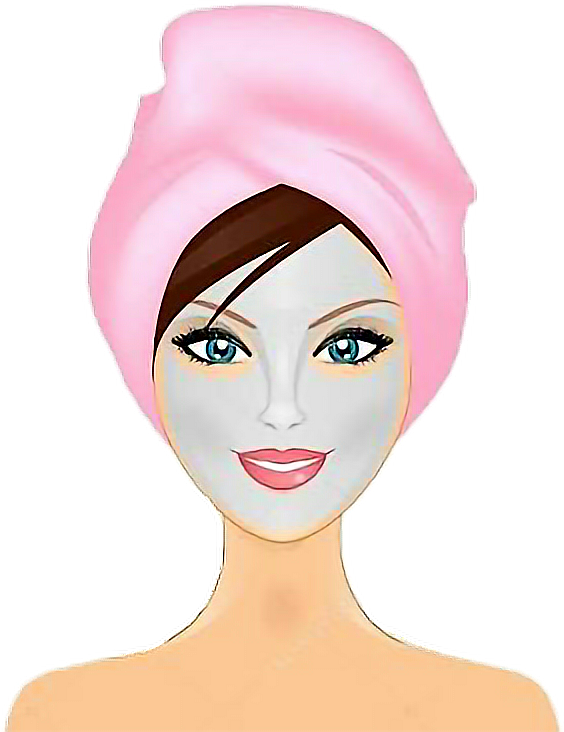Illustrated Womanwith Pink Towel Turban PNG