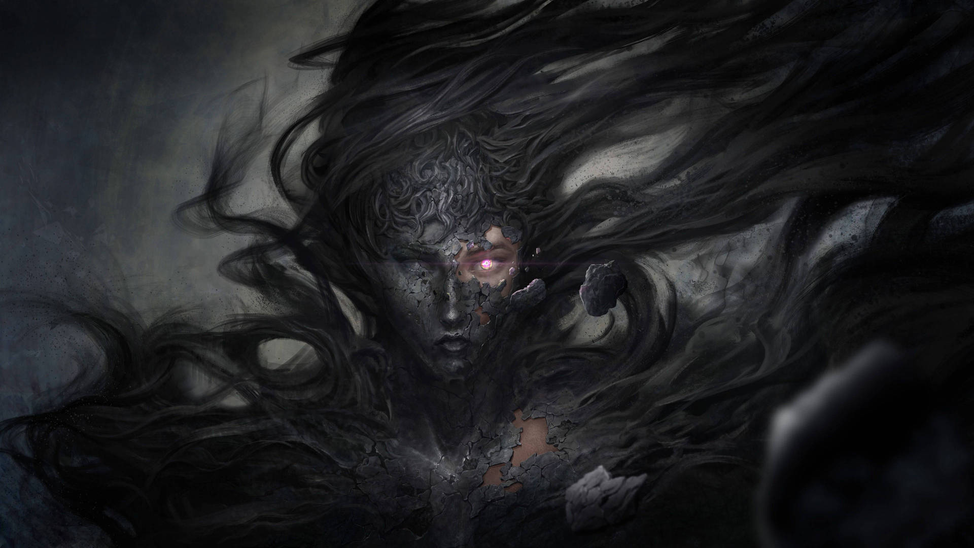 Illustration Of Dark And Ominous Woman Wallpaper