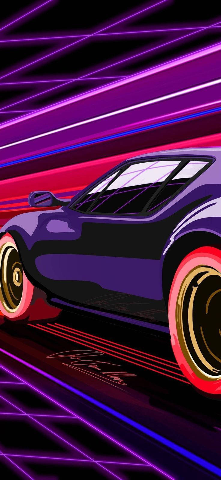 Illustration Of Futuristic Violet Car Iphone Background