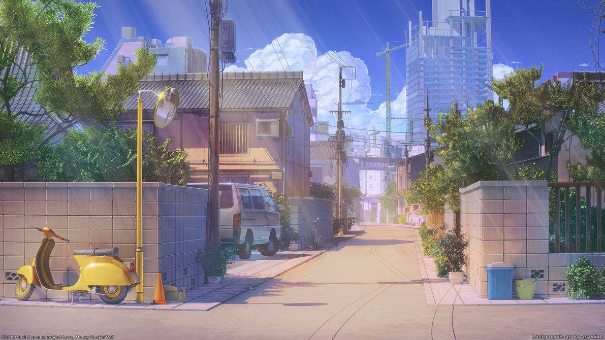 Illustration Of Japanese Anime City Wallpaper