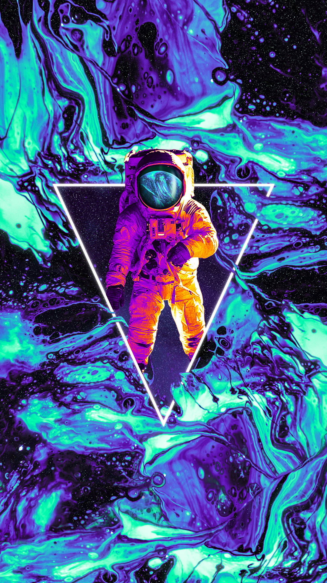 Illustrationeines Weltraumfahrers Mit Neon-galaxie Wallpaper