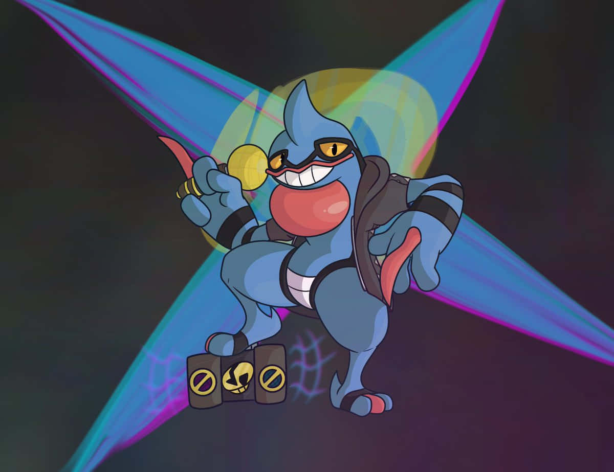 Illustration Of Toxicroak Pokemon With Speakers Wallpaper