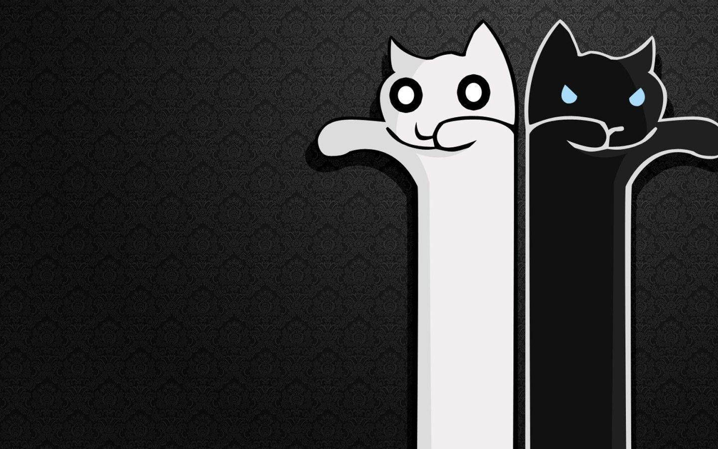 Illustration Of Two Black And White Cats Wallpaper
