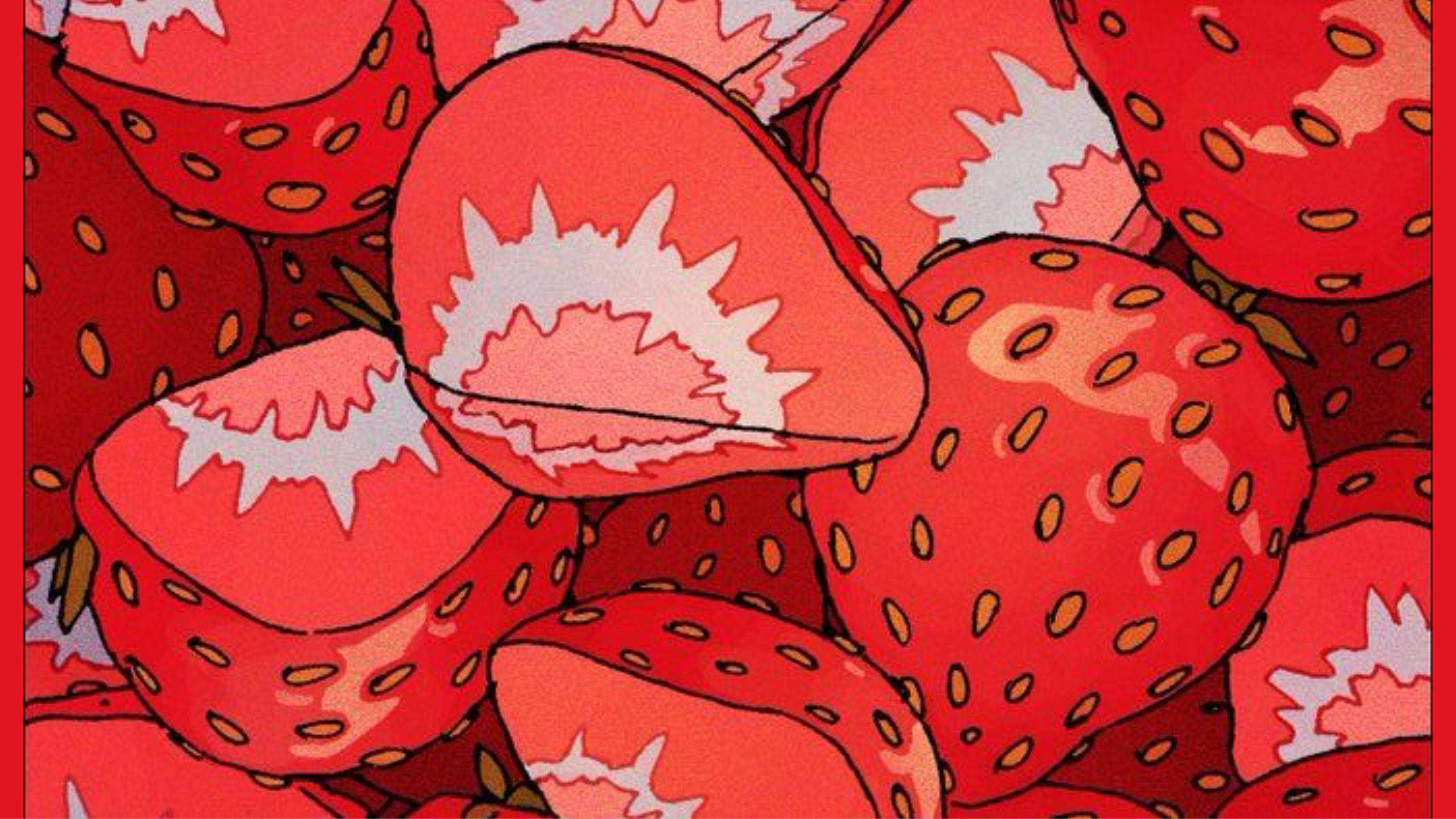 Illustrations Of Sliced Strawberry Desktop Wallpaper