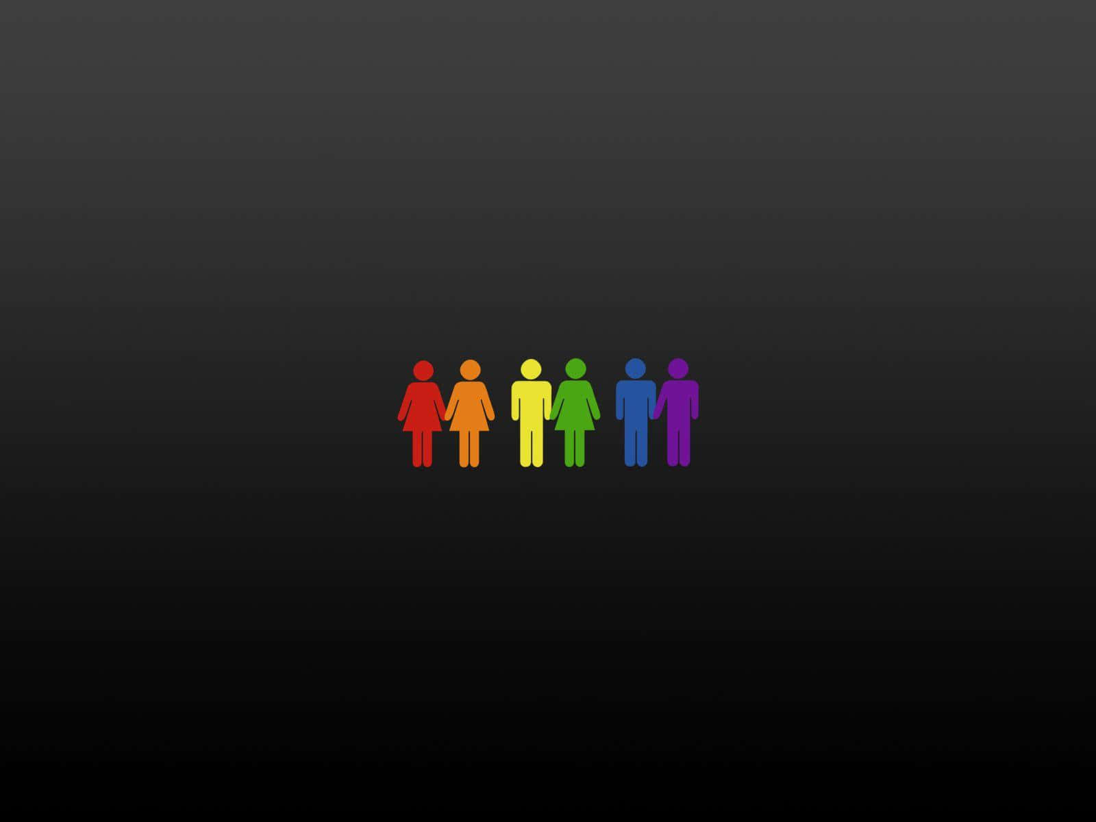 Regnbue folk på en sort baggrund Wallpaper