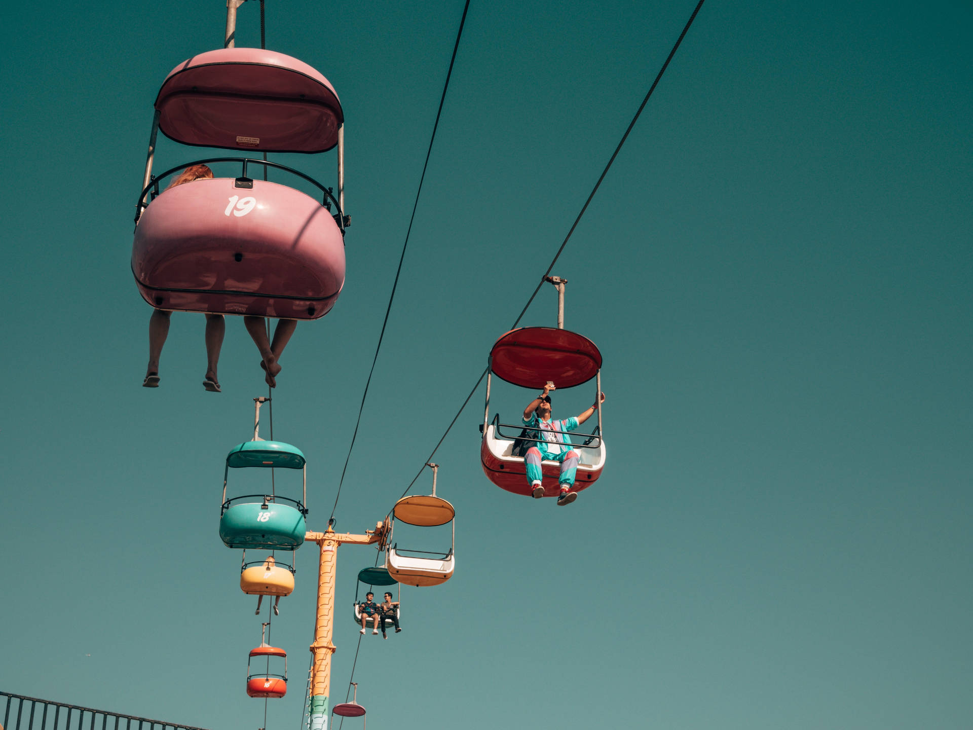 Image Of Pastel Vintage Cable Cars Wallpaper
