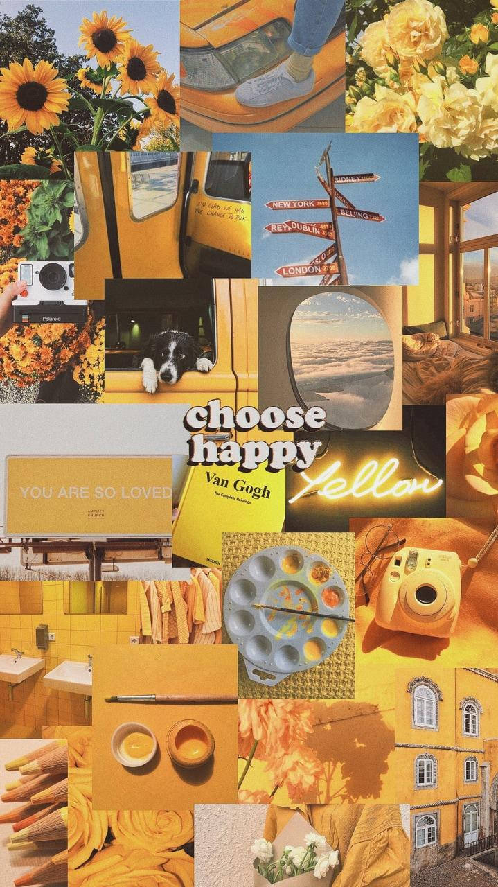 Imágenesde Un Collage Estético Vintage Amarillo Fondo de pantalla