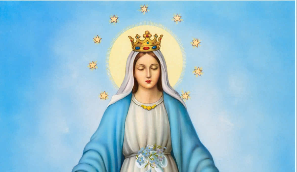Immaculate Mary Blue Aesthetic Wallpaper