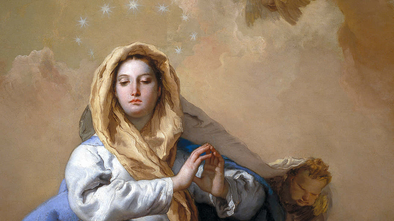 Immaculate Mary Putting Hands Together Wallpaper