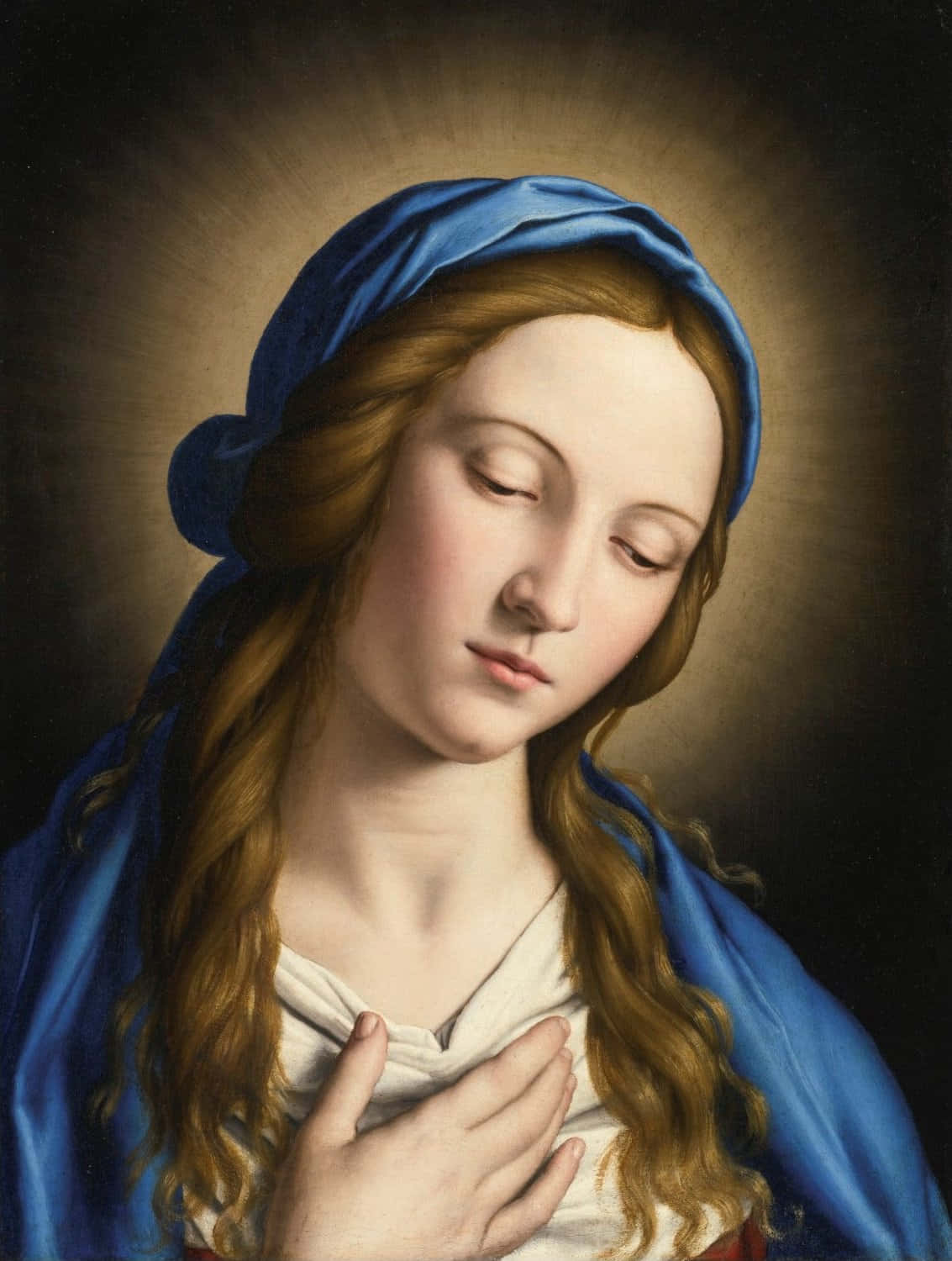 Immaculate Mary With Eyes Closed Wallpaper