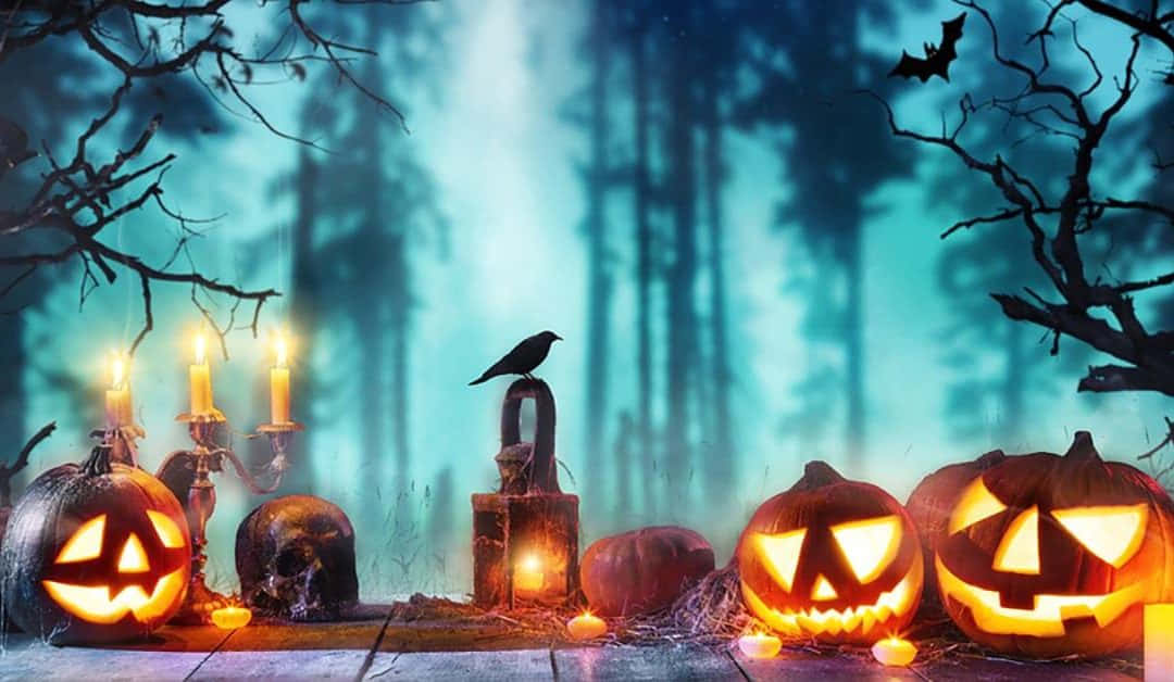 Immaginidi Halloween Nella Foresta Delle Zucche.