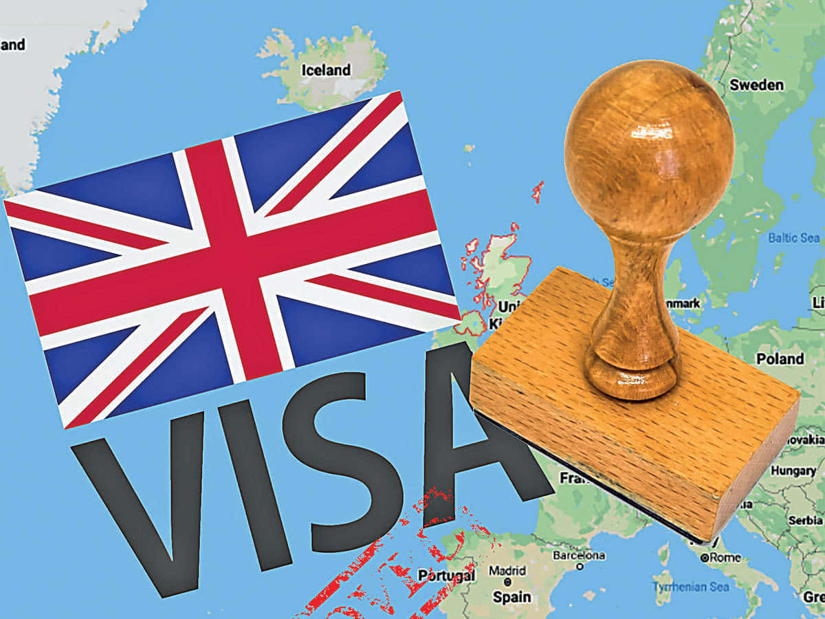 Visa Stamp On A Map With The British Flag