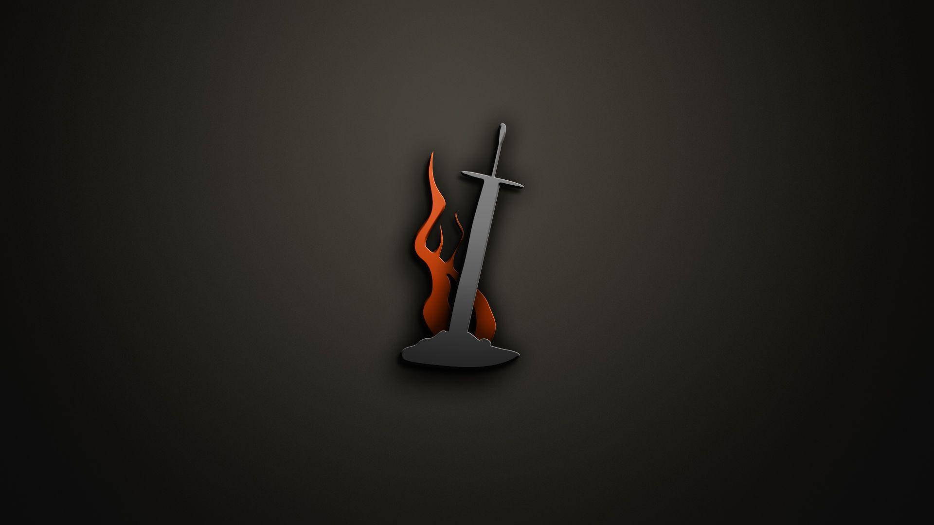 Impaled Flaming Sword Gaming Logo