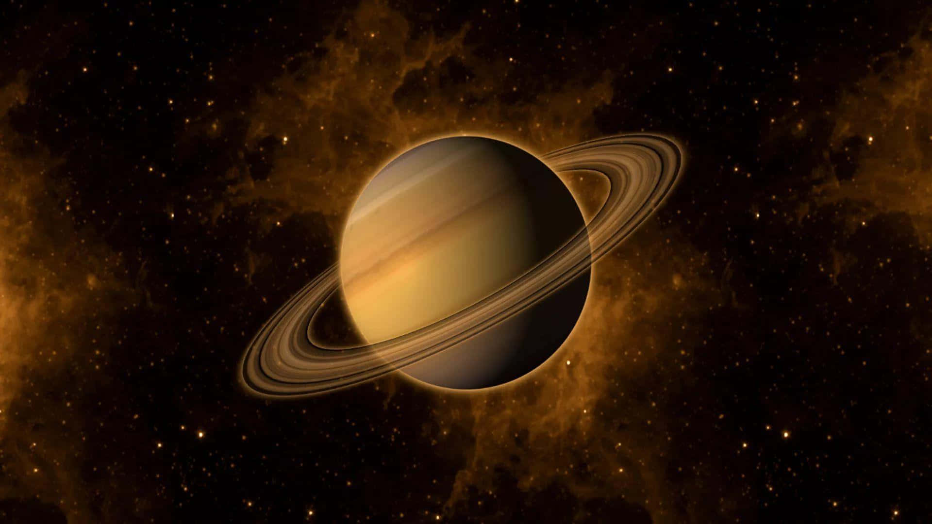 Impresionantevista Del Planeta Saturno Con Sus Gloriosos Anillos.