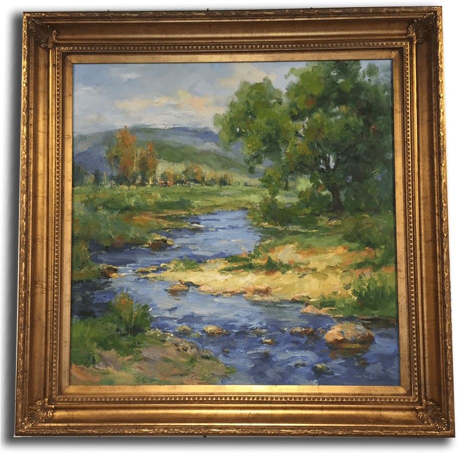 Impressionist River Landscape Painting PNG