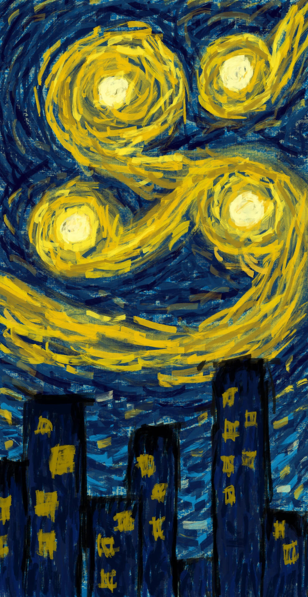 Impressionistvertikal Van Gogh Stjärnklara Natten. Wallpaper