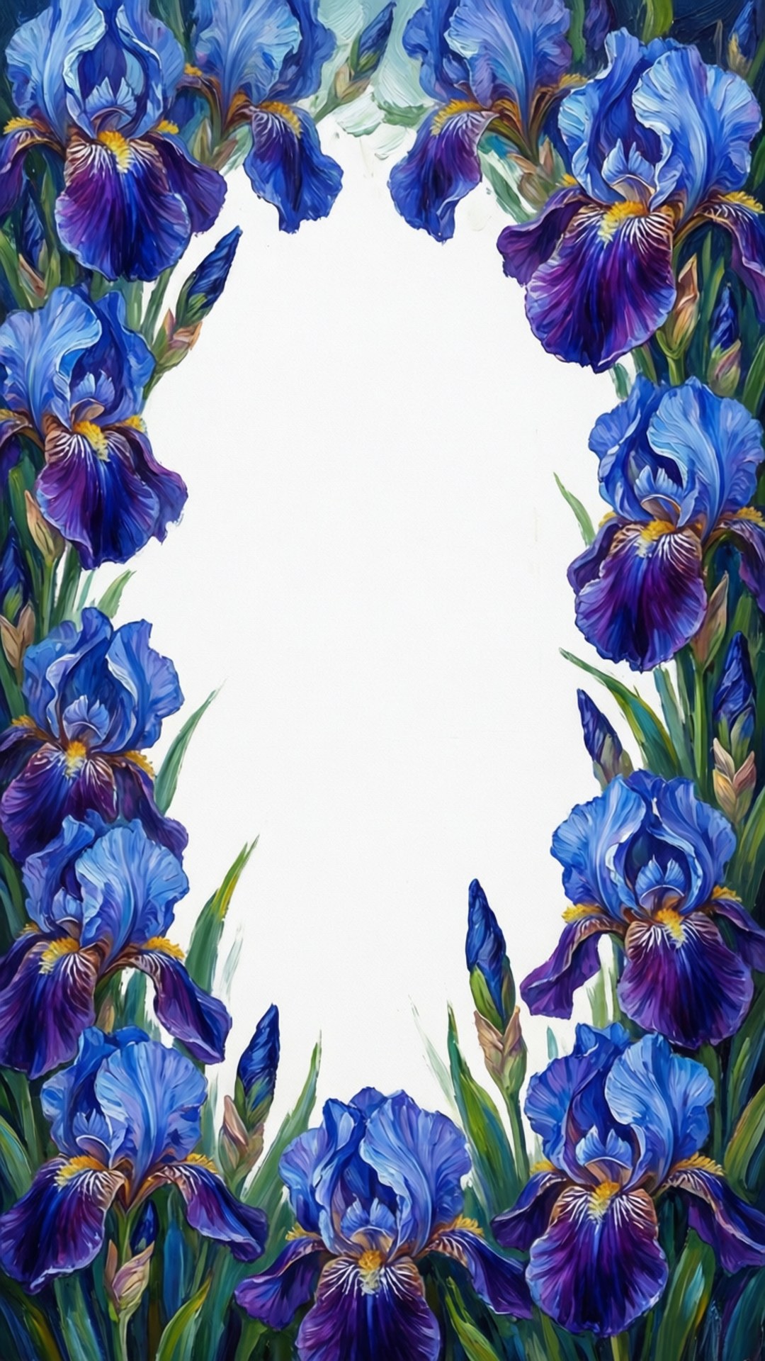 Bordo impressionista di iris blu Sfondi