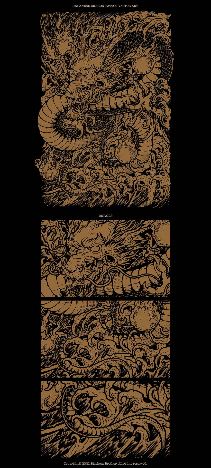 Impresionantearte Vectorial De Tatuajes De Dragones Japoneses Fondo de pantalla