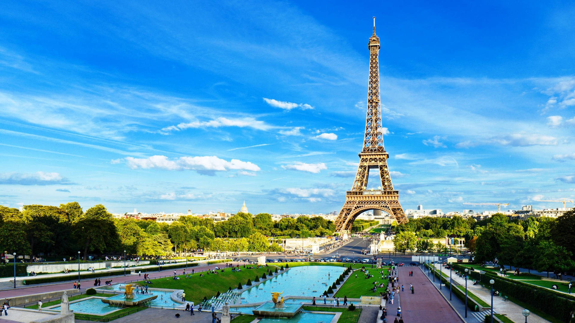 Imponerende Outlook Eiffeltårnet Wideshot Wallpaper