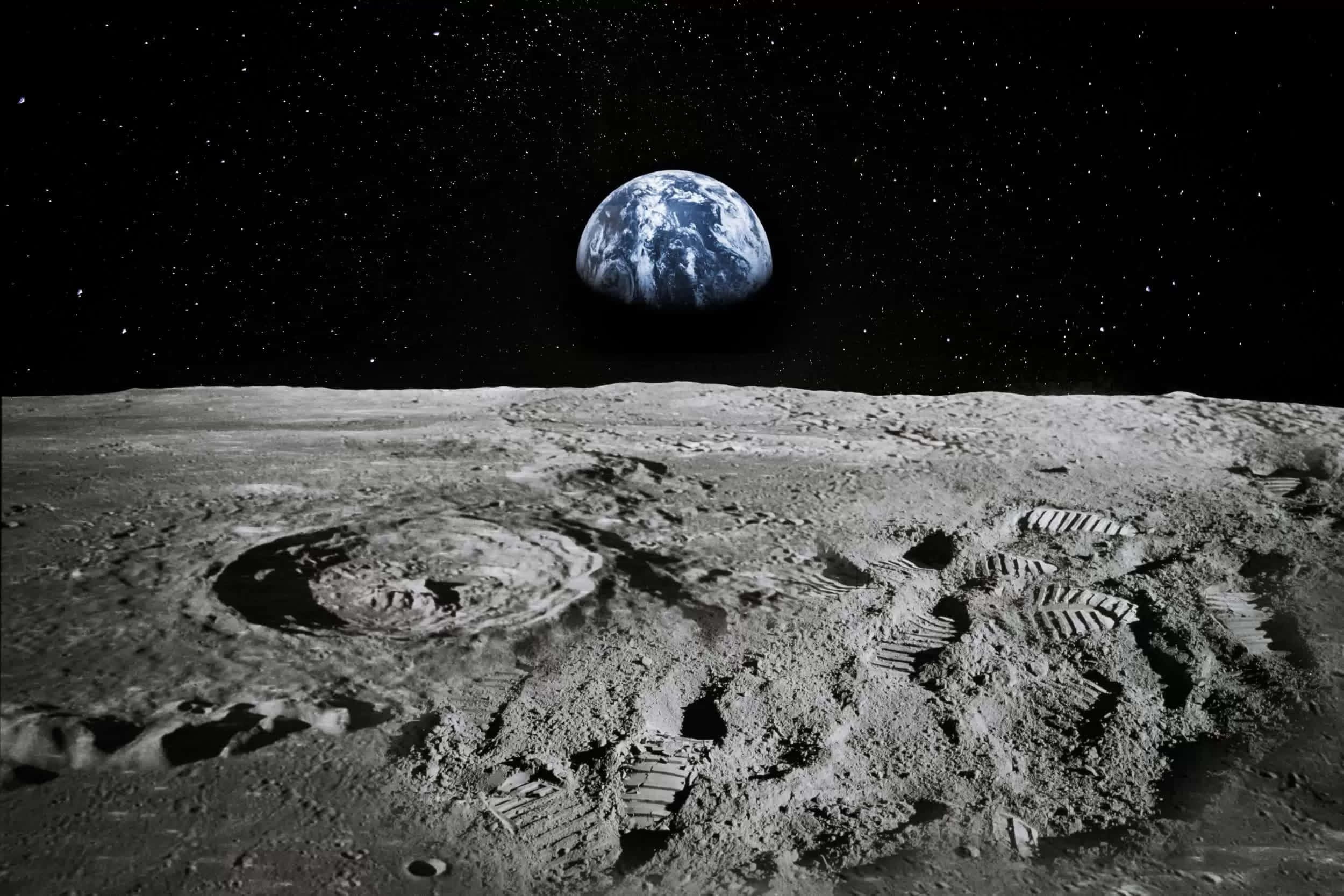 Impressive Shot Of Lunar Surface Wallpaper