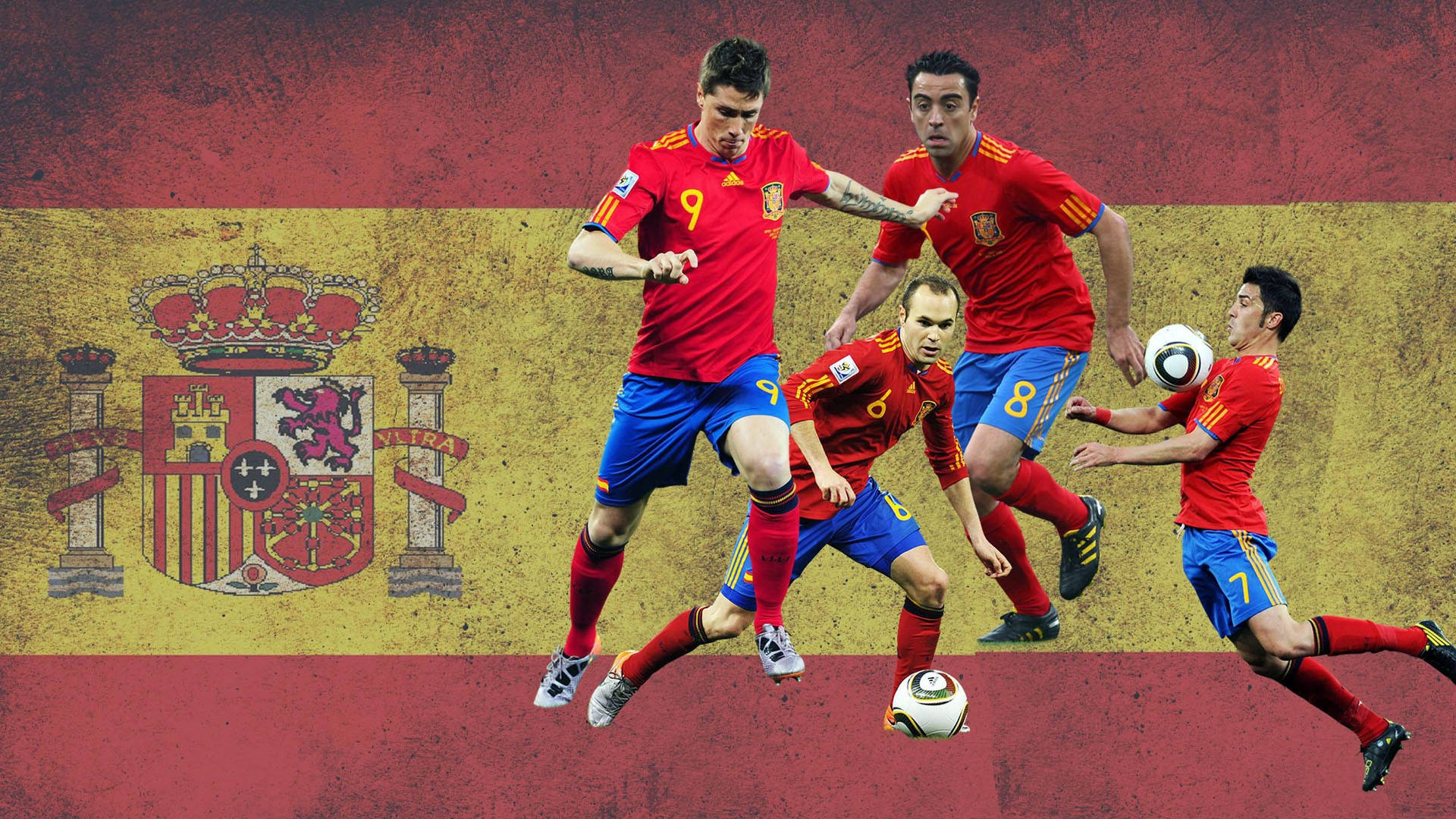 Beeld van de indrukwekkende Spaanse Nationale Voetbalploeg Wallpaper