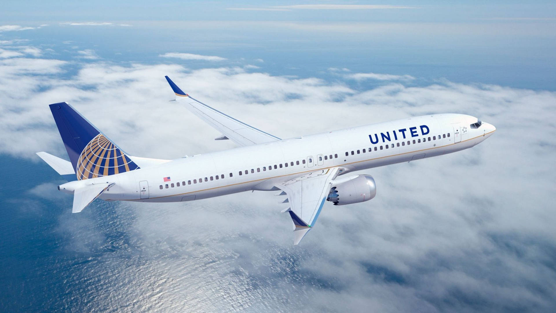 In-flight White United Airlines Plane Wallpaper