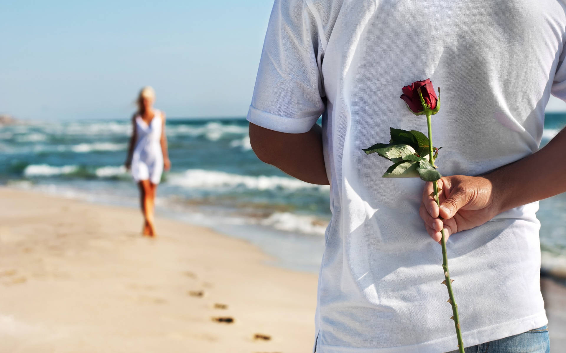 In Love Couples Beach Surprise Wallpaper